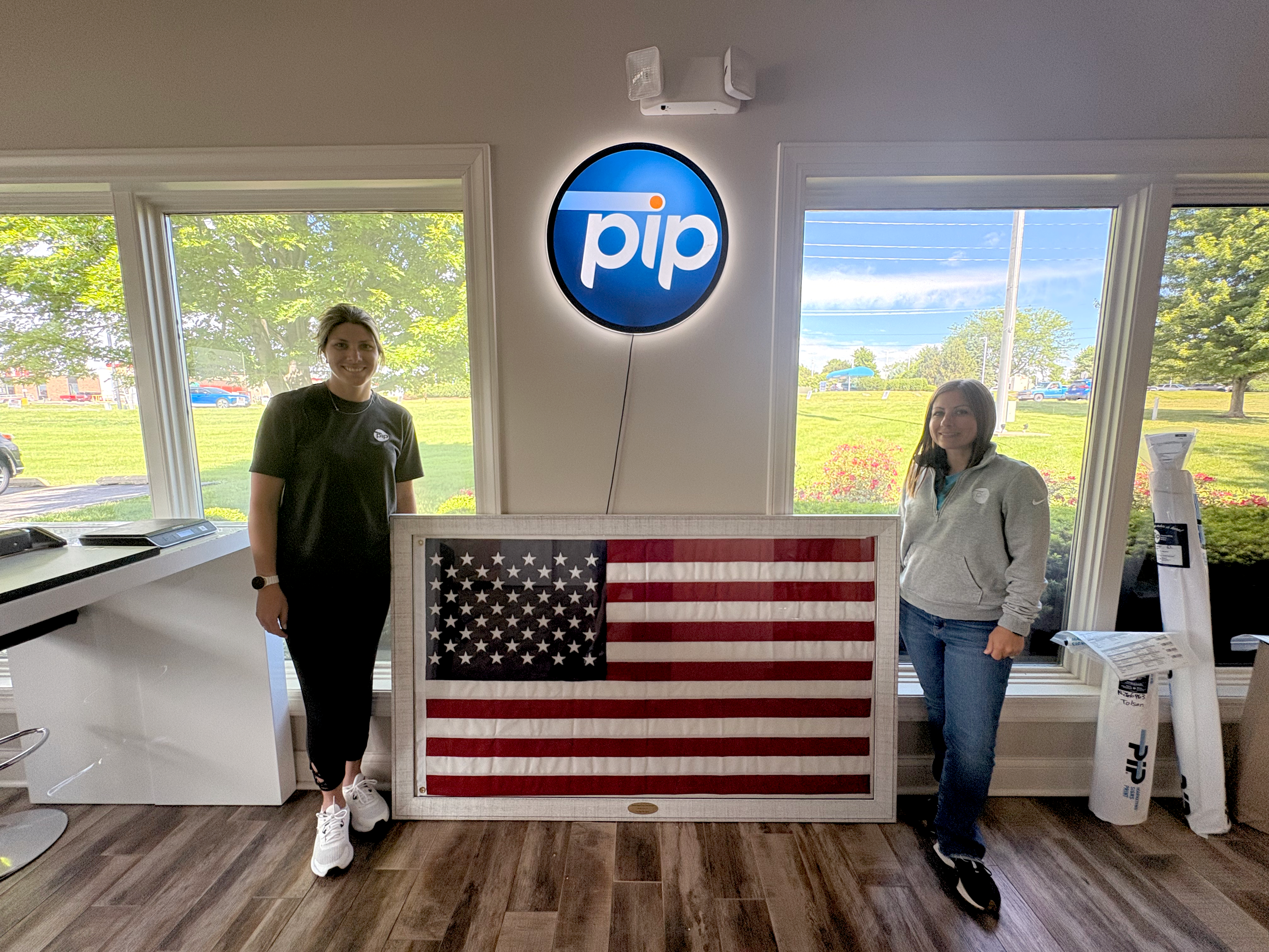 PIP Staff with Framed American Flag